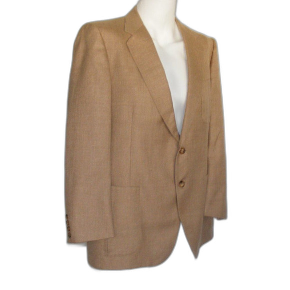 Vintage LANVIN Sports Coat, 45/46, Khaki, 2 button, Patch pockets, Logo lining - Picture 2 of 13